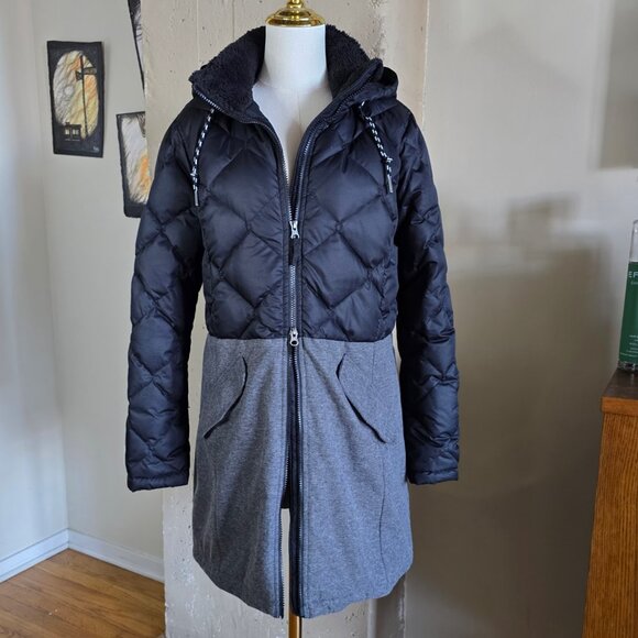 Eddie Bauer Two-Tone Hybrid Down Hooded Puffer Coat - Picture 4 of 13